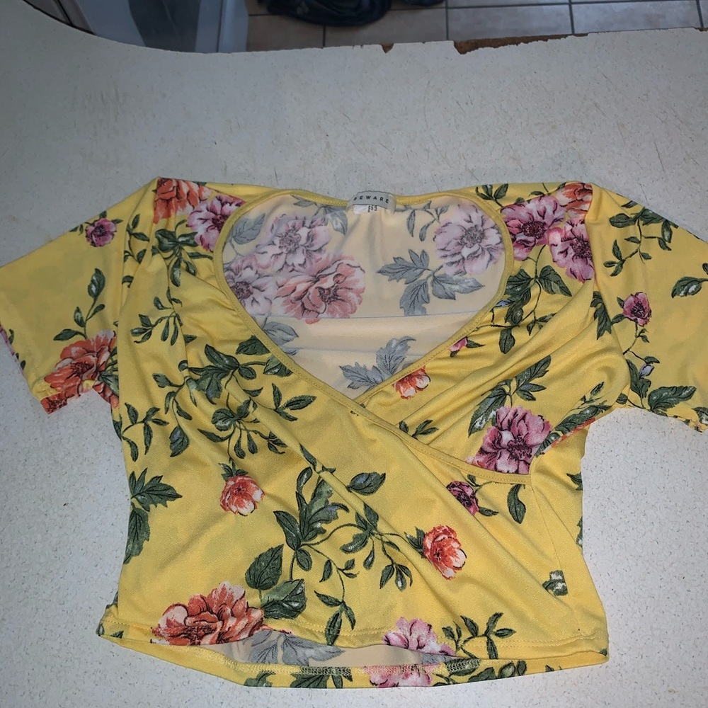 Yellow cropped blouse